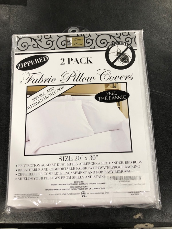 Photo 2 of Better Home 2 Pack Fabric Pillow Cover Zippered, Waterproof and Dust Protector, Pillow Cover