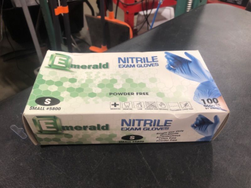 Photo 2 of 100 Blue Nitrile Medical exam Gloves Powder Free 3.5 Mil- SMALL