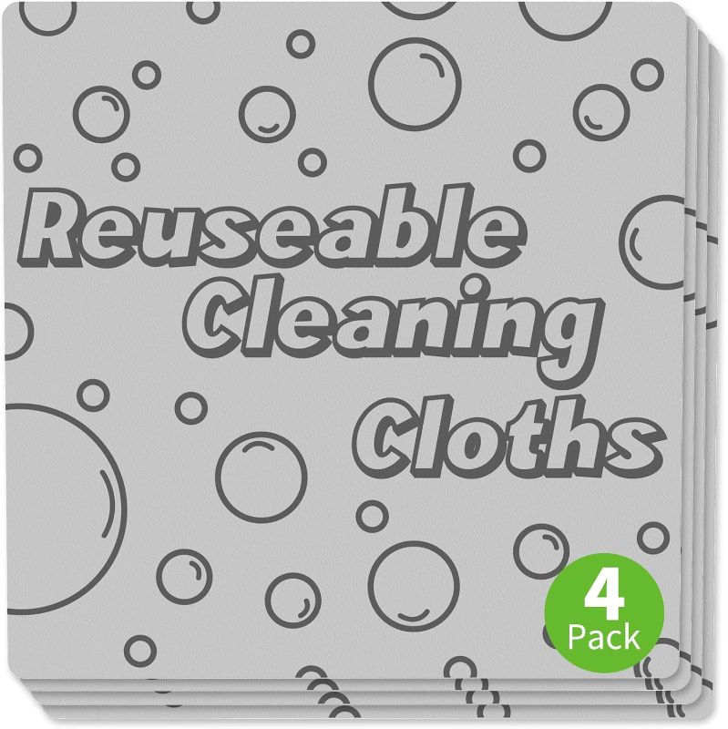 Photo 1 of 4 Pack Damp Clean Duster Towel Streakless Cloths Flexible Dusting Towel Magic Reusable Cleaning Cloths Scrub Wet Duster Sponge Absorbent Kitchen Rag for Picking Up Pet Hair, Dirt & Grime
