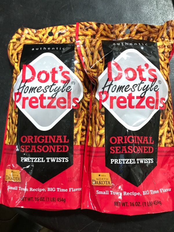 Photo 2 of 2 pack Dot's Pretzels Original Seasoned Pretzel Twists, Healthy Kids Snacks, 16oz Grocery Sized Bag Original 16 Ounce (Pack of 2) BB 11/9/2024