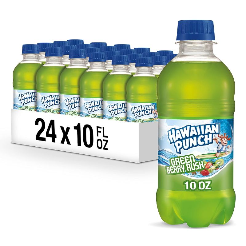 Photo 1 of (24 Bottles) Hawaiian Punch Green Berry Rush, 10 Fl Oz