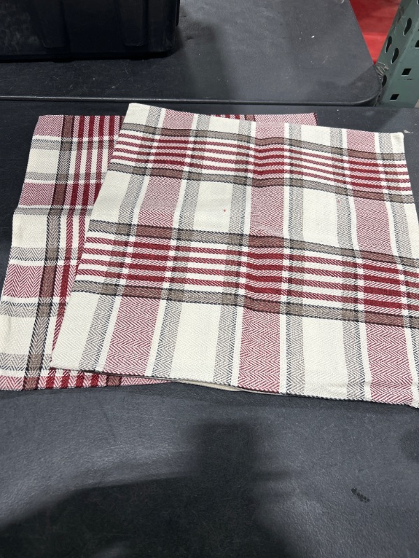 Photo 1 of 18 X 18 INCH PLAID RED PILLOW COVERS 