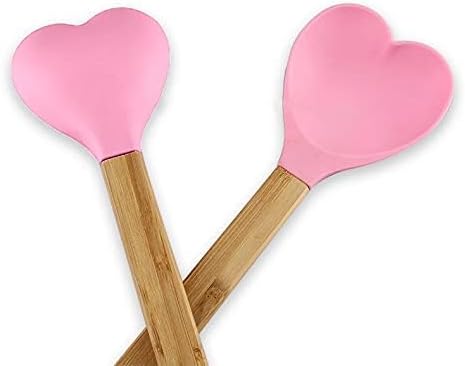 Photo 1 of 2 PACK Generic Heart shaped silicone spatula – baking,stirring,pastry,kitchen utensil spoon – bamboo handle - meaningful kitchen gift idea – housewarming,mother’s day,wedding,engagement,Pink,2.8x13.4 