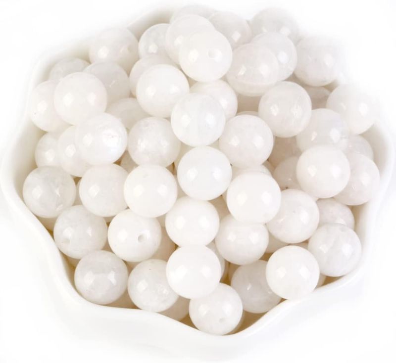 Photo 1 of 100pcs 6mm Natural Moonstone Gemstones Loose Spacer Round Stone Beads for Jewelry Making Necklaces Bracelets
