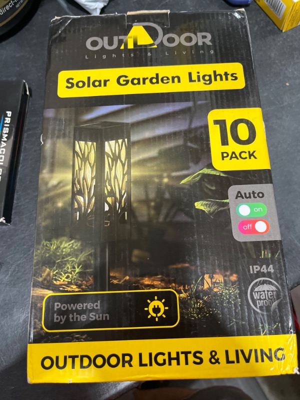 Photo 1 of 10 Pack Solar LED Garden Outdoor Lights, Solar Poweretd Auomatic Bright Path Lights Waterproof IP65, Warm Light Outdoor Landscape Lighting for Yard Patio Walkway