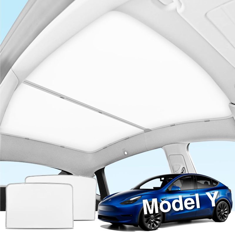 Photo 1 of 2024 Upgrade Tesla Model Y Sunshade Roof Nano Ice-Crystal Coatings,Blocks of UV,Buckle Fixing No-Sag,No Gaps Foldable, Easy to Store and Install for Model Y 2020-2024 Grey
