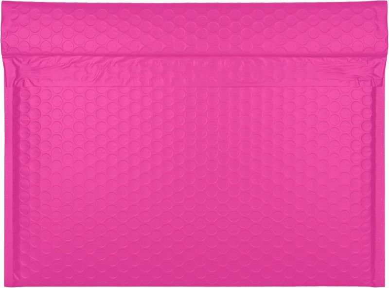 Photo 1 of 13x10" Side-Opening Pink Bubble Mailers (27-Pack)