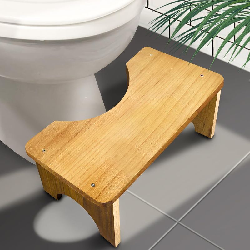 Photo 1 of AZEN Toilet Stool Squat Adult, Wood Poop Stool for Bathroom Adults, Portable Toilet Potty Stool for Adults, 7 Inch Height
