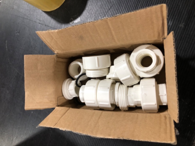 Photo 2 of 6Pcs 3/4" PVC Union Coupling Pipe Fitting (Socket x Socket) 3/4Inch PVC Slip Union PVC Adapter Coupling Schedule 40, EPDM O-Ring, White