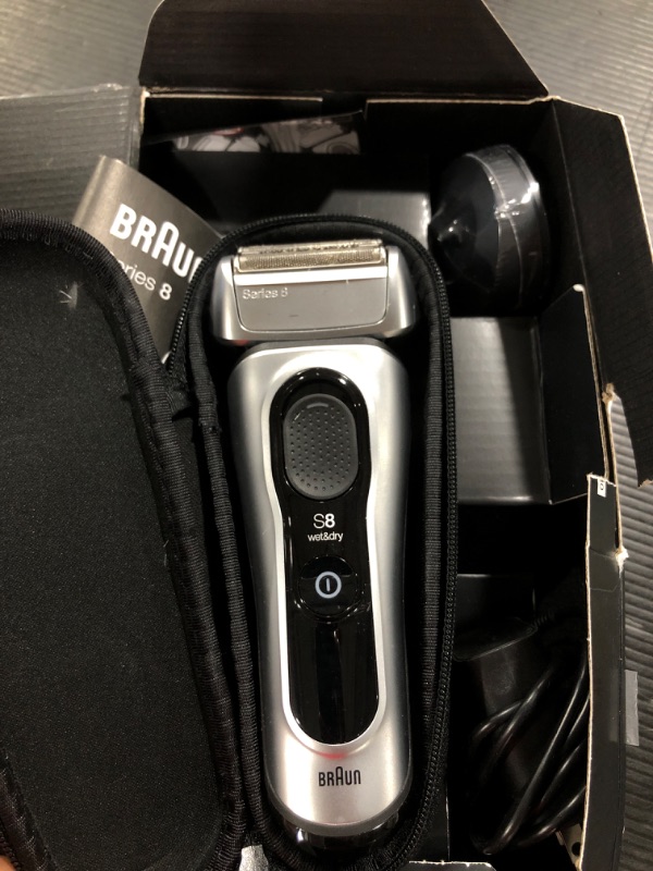 Photo 3 of Braun Series 8 Electric Shaver for Men, with 4+1 Shaving Elements & Precision Long Hair Trimmer, Close & Gentle Even on Dense Beards, Wet & Dry Electric Razor with 60min Runtime, 8517s Galvano Silver