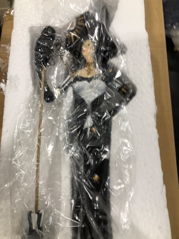 Photo 2 of Newman House Studio Halloween Decoration Fairyland Witch Figurine - Magic Witch Holding Broom Dia De Los Muertos Day of Dead Resin Witch Statue Gothic Farmhouse Decor 4.25 * 3.5 * 12.75 in