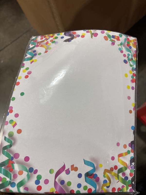 Photo 1 of Confetti & Ribbons Celebration Printer Paper - 60 Sheets Decorative Border Stationery Paper for Inkjet/Laser
