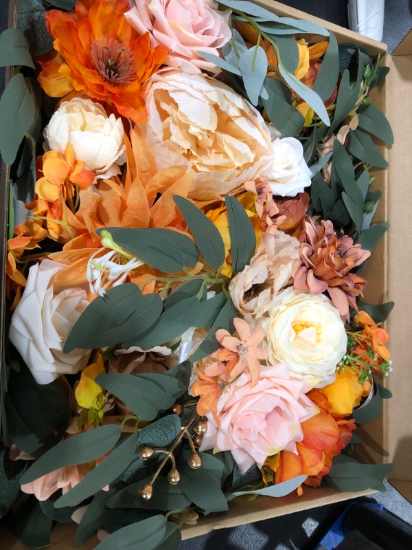 Photo 2 of BASIMAN Faux Flower Set of 2 Wedding Arch Flowers?Artificial Flowers for Wedding Welcome Sign? Wedding Decorations for Reception and Wedding Backdrop (Orange)