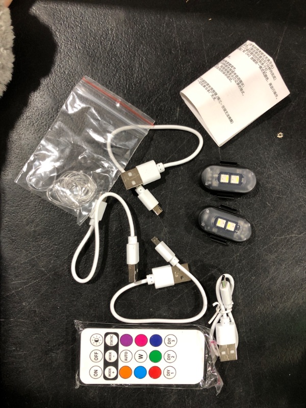 Photo 1 of 4PCS Wireless LED Strobe Lights with Remote Control, 8 Colors USB Charing Waterproof Anti-Collision Led Emergency Warning Lights for Car Motorcycle Drone Aircraft Bike