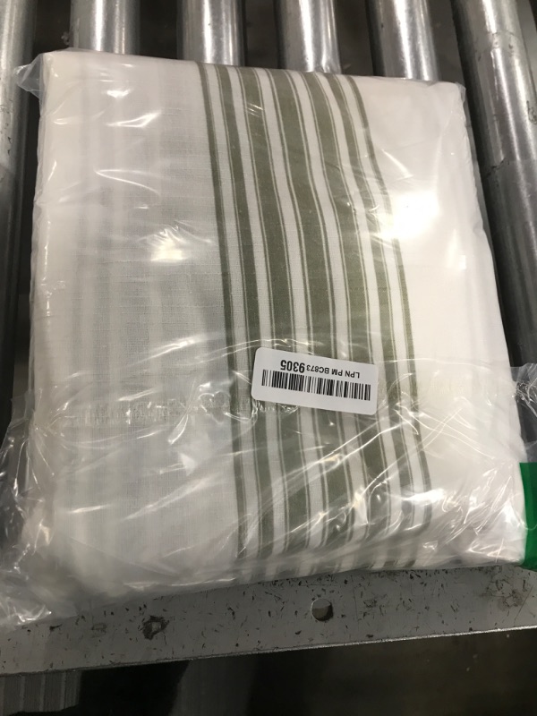 Photo 1 of jinchan Striped Linen Curtains 84 Inches Long for Living Room Sage Green Stripe Curtains Rod Pocket Semi Sheer Back Tab Light Filtering Drapes for Bedroom Farmhouse Rustic Window Curtain Set 2 Panels