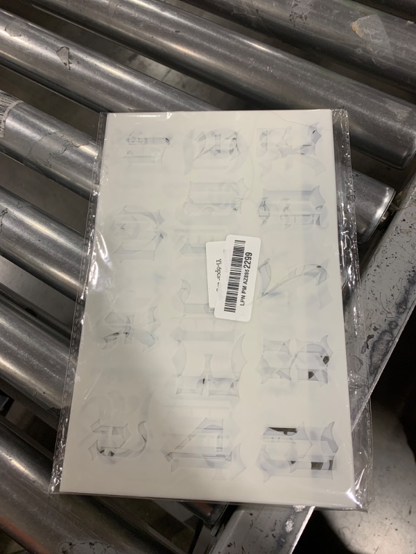 Photo 1 of 6 Pcs Old English Stencil 2 Inch Letters Number Template Reusable Gothic Calligraphy Stencils Letters for Painting Drawing Cutting Lettering on Wood Vinyl DIY Crafts Scrapbook (Old English)