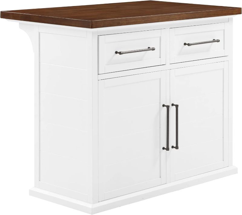 Photo 1 of Crosley Furniture Bartlett Kitchen Island with Wood Top, White/Walnut
