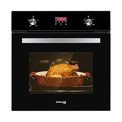 Photo 1 of Single Wall Oven, GASLAND Chef GS606DB 24 Built-in Natural Gas Oven, 6 Cooking Functions Convection Gas Wall Oven with Rotisserie, Digital Display with Mechanical Knob Control, Black Glass Finish
