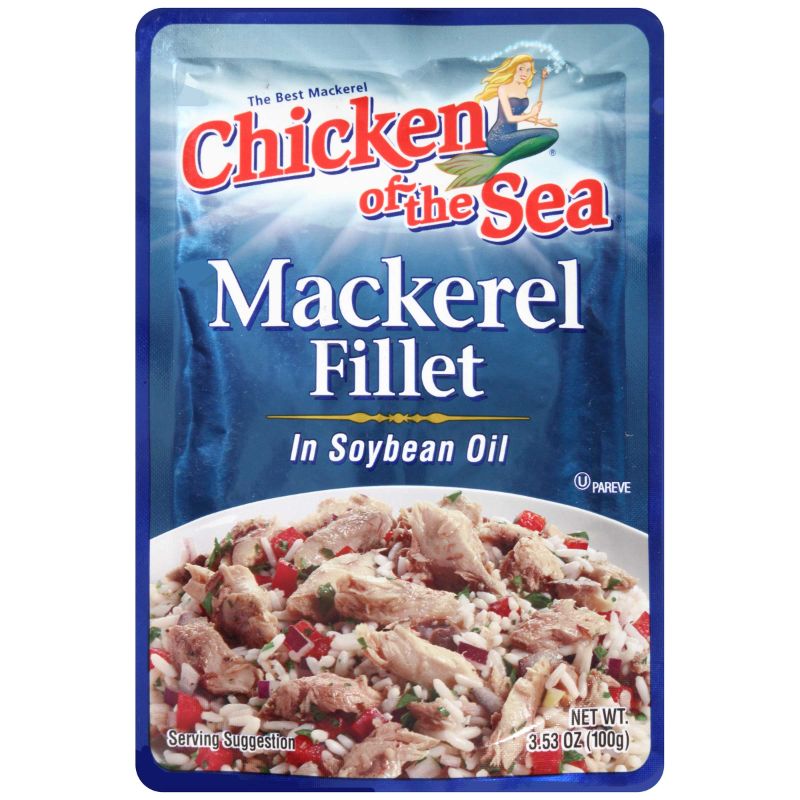 Photo 1 of Chicken of the Sea Mackerel Fillet in Soybean Oil, 3.53 Ounce Pouch -- 24 per case.
