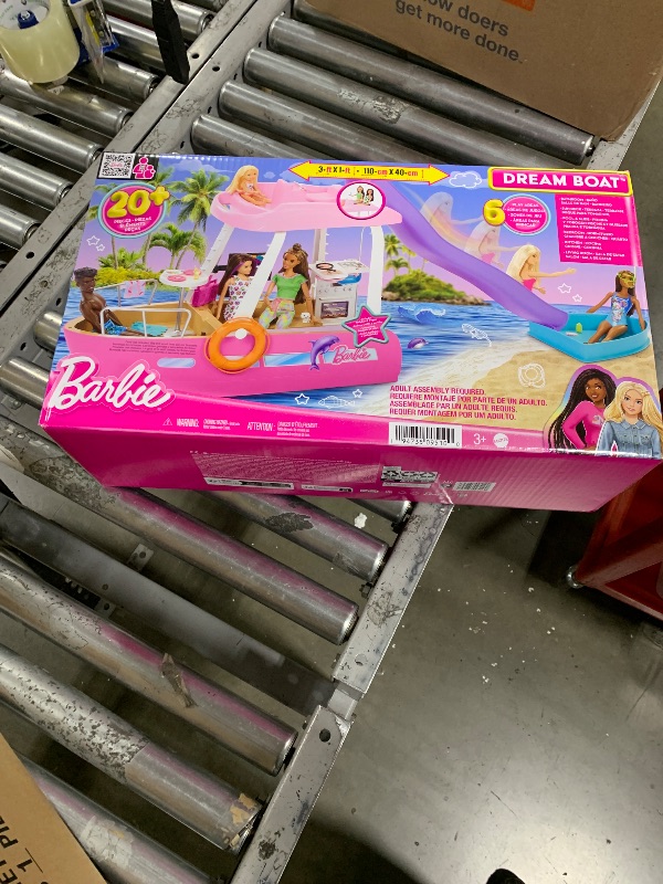 Photo 2 of Barbie Toy Boat Playset, Dream Boat with 20+ Ocean-Themed Accessories Sized to Fashion Dolls Including Pool, Slide & Dolphin,