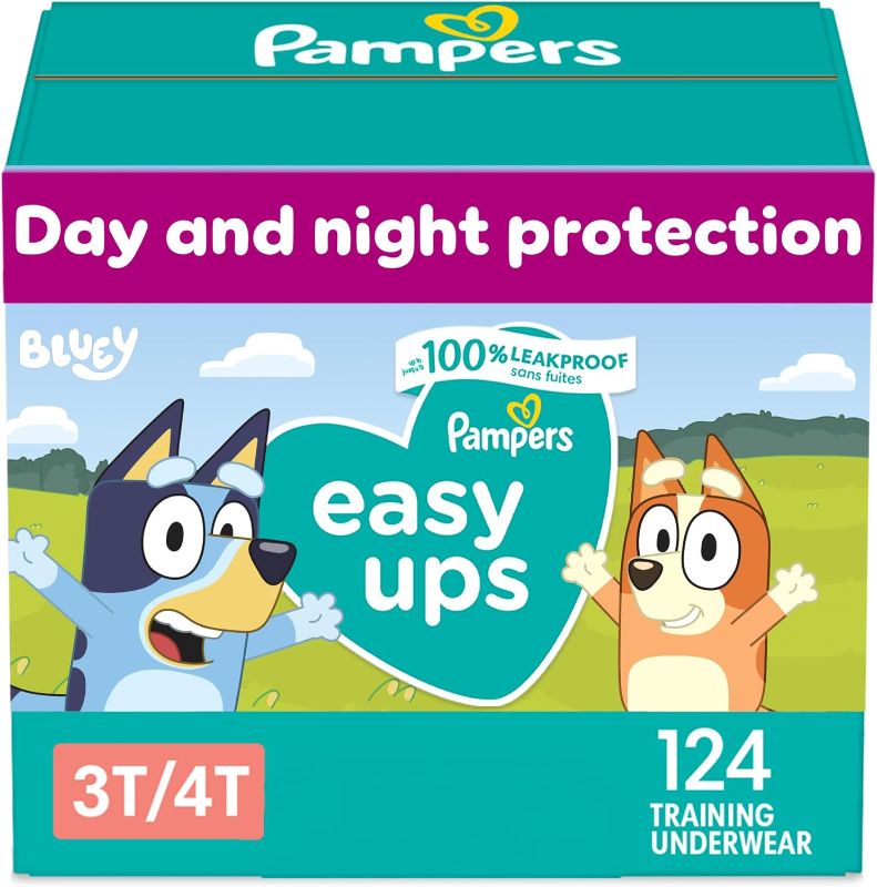 Photo 1 of Pampers Easy Ups Boys & Girls Bluey Potty Training Pants - Size 3T-4T, One Month Supply (124 Count), Training Underwear (Packaging May Vary)
