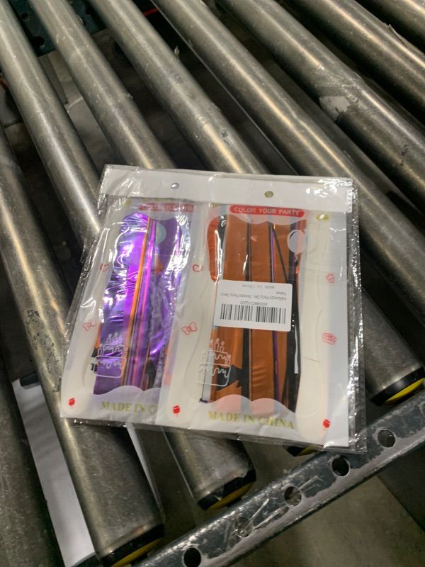 Photo 1 of 2 Pack 3.3 x 6.6 FT Ghost Foil Fringe Curtains Halloween Party Decorations, Orange Purple Black Halloween Backdrop Tinsel Curtains, Halloween Ghost Boo Photo Backdrop Streamer Halloween Party Decor