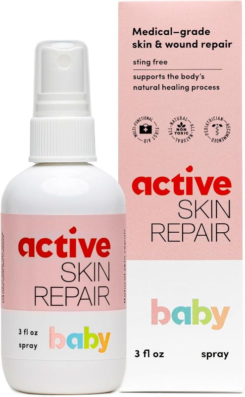 Photo 1 of Active Skin Repair Natural, Non-Toxic, No Sting Baby Spray First Aid Safe For Use on Diaper Rash, Baby Acne, Eczema, Cuts, Wounds, Scrapes, and Other Skin Irritations (3 oz. Spray)
