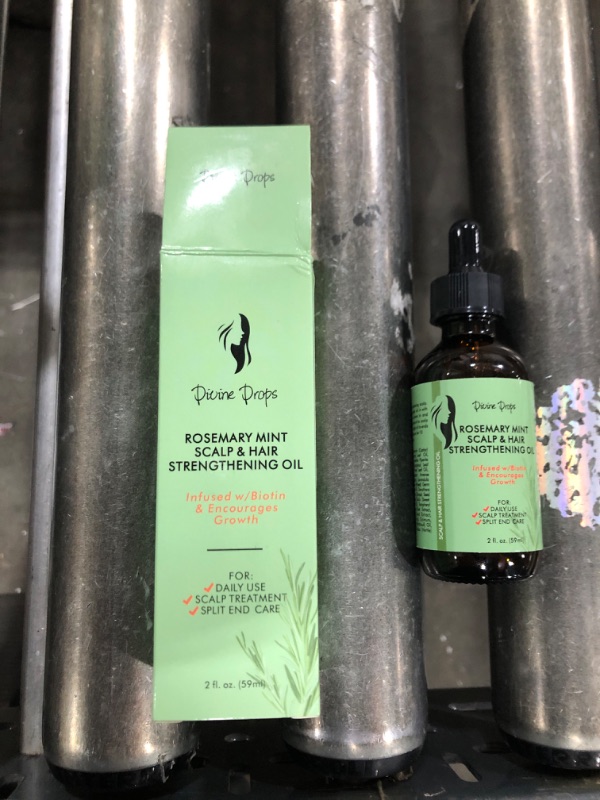 Photo 2 of Divine Drop Organics Rosemary Mint Scalp & Hair Strengthening Oil for All Hair Types w/Biotin & Essential Oils - 2 Oz
