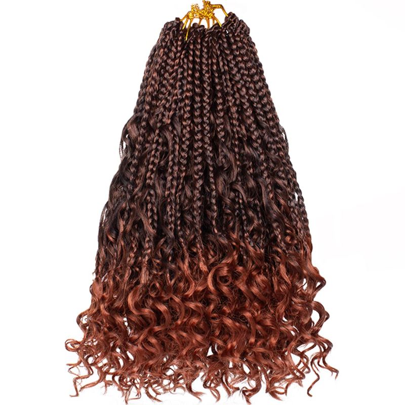 Photo 1 of Beverlee 14 Inch Boho Box Braids 8 Packs Goddess Box Braids Bohemian Box Braids Crochet Hair Crochet Box Braids with Curly Ends Pre-looped Synthetic Crochet Hair for Black Women 128 Strands T350#
