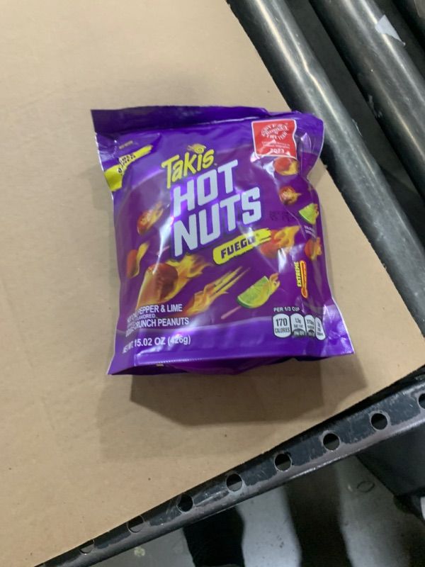 Photo 2 of Takis Fuego Hot Nuts 15.02 oz Sharing Size Resealable Bag, Hot Chili Pepper & Lime Flavored Extreme Spicy Double-Crunch Peanuts EXP 12-4-24