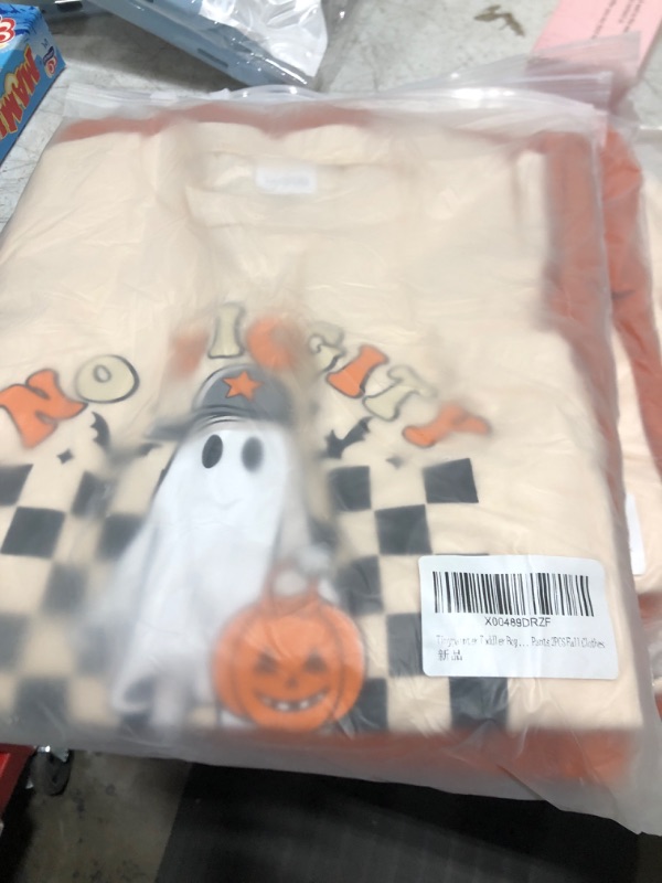 Photo 2 of Tinypainter Toddler Boy Halloween Outfit Short Sleeve Ghost/Pumpkin T-shirt Top+Casual Pants 2PCS Fall Clothes 18-24M