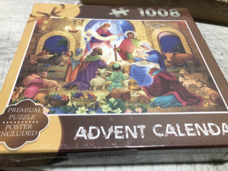 Photo 2 of Jigsaw Puzzles Advent Calendar 2024-1008 Pieces Nativity Theme Puzzles Christmas Advent Calendar Puzzles for Adults and Kids Family Toy Game Room Decor