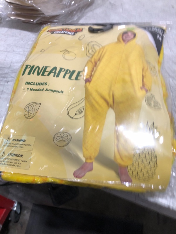 Photo 2 of Spooktacular Creations Unisex Adult Pineapple Pajama Plush Jumpsuit Yellow Hooded Dress Up Themed Party Halloween Costume-M