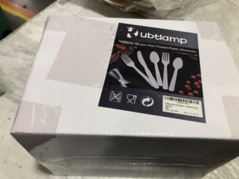 Photo 2 of Rubtlamp 180Pcs Matt White Plastic Silverware, Disposable White Utensils,Plastic Forks and Spoons Plastic Cutlery, Plastic Silverware Heavy Duty Include 60Forks,60Spoons,60Knives,Plastic Flatware Set