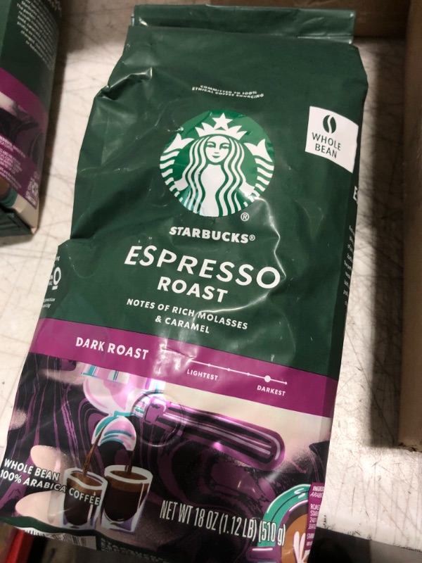 Photo 1 of Starbucks Arabica Coffee Beans Espresso Roast Dark Roast Whole Bean Coffee 18 Oz
Exp  12/12/2024