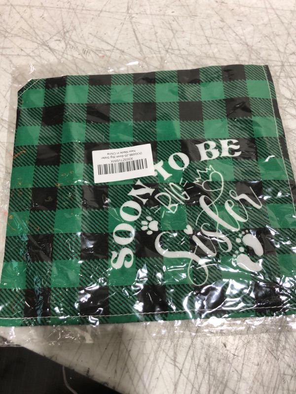 Photo 1 of Soon to Be Big Sister Dog Bandana, Dog Bandana, Green Buffalo Plaid Pet Scarf, Pet Dog Scarf Accessories, Pet Dog Pregnancy Announcement Triangle Scarf, Dog Bandana for Small Medium Large Dogs (C48)