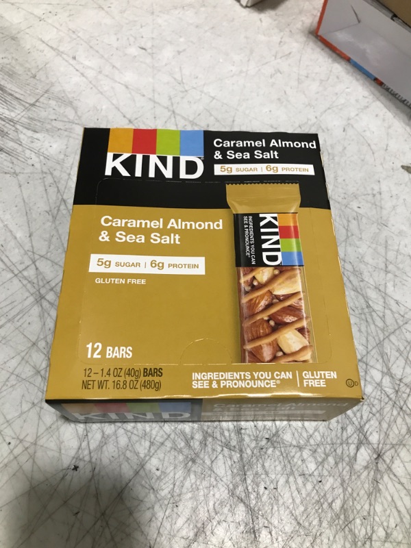 Photo 2 of KIND Healthy Snack Bar, Caramel Almond Sea Salt, 5g Sugar 6g Protein, Gluten Free Bars, 1.4 Oz, 12 Count