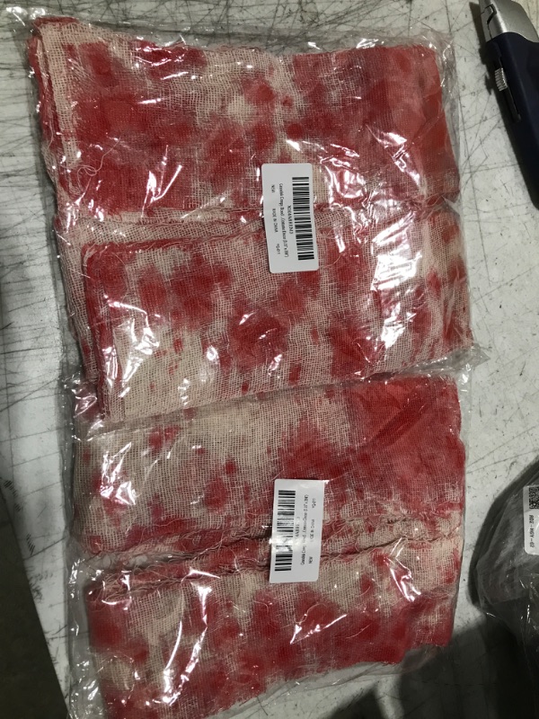 Photo 2 of 2--Grandisk Halloween Creepy Blood Cloth, 394" Blood Scary Gauze for Halloween Party Outdoor Indoor Decorations, Warning Gauze for Haunted House, Staircase Décor