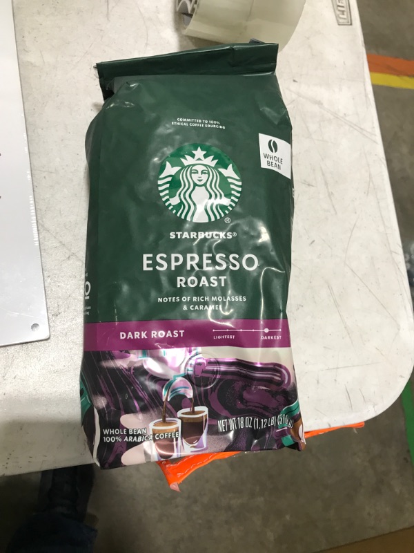 Photo 2 of Starbucks Coffee, 100% Arabica, Whole Bean, Dark Roast, Espresso Roast - 18 oz