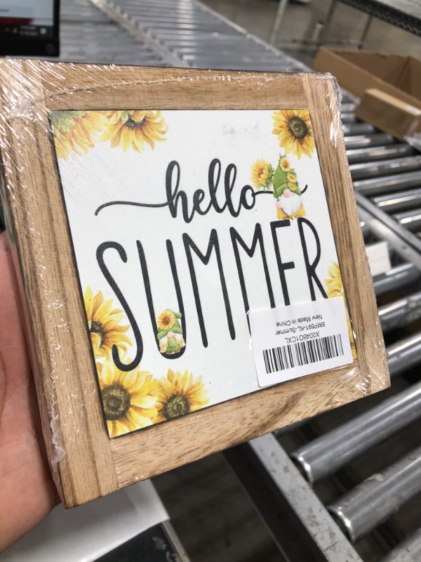 Photo 2 of Hello Summer Sign, Sunflower Decor, Wooden Box Signs for Home Decor, Floral Decorations, Summer Decor Art, Gnome Decor, Summer Themed Home Decor, Positive Home Decor, Spring Table Decor