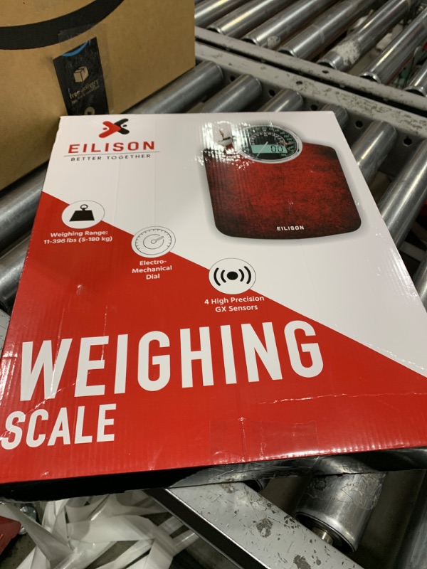 Photo 3 of EILISON Highly Advance 2-in-1 Digital & Analog Weighing Scale for Body Weight-400lbs, 4 High Precison GX Sensor Accurate, Thick Tempered Glass, Extra Large Display (Red)