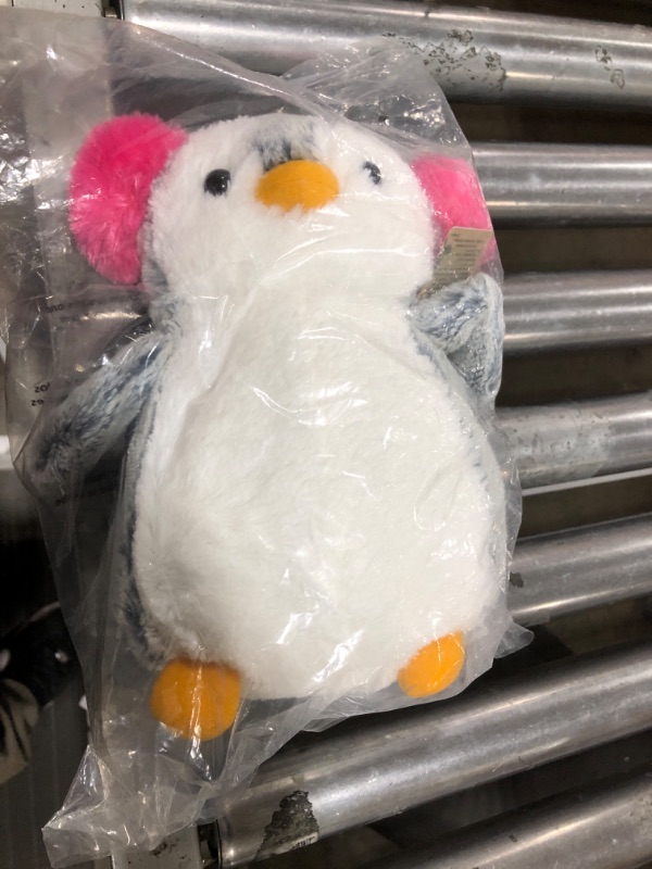 Photo 2 of Aurora World Pompom 9' Penguin Plush with Pink Ear Muff from