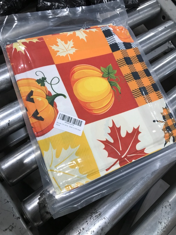 Photo 2 of Roszwtit Fall Halloween Tablecloth, Autumn Maple Leaves Pumpkin Table Cloth Waterproof, Fall Halloween Kitchen Table Decor for Dining Holiday Party 60x84 Inch Rectangle