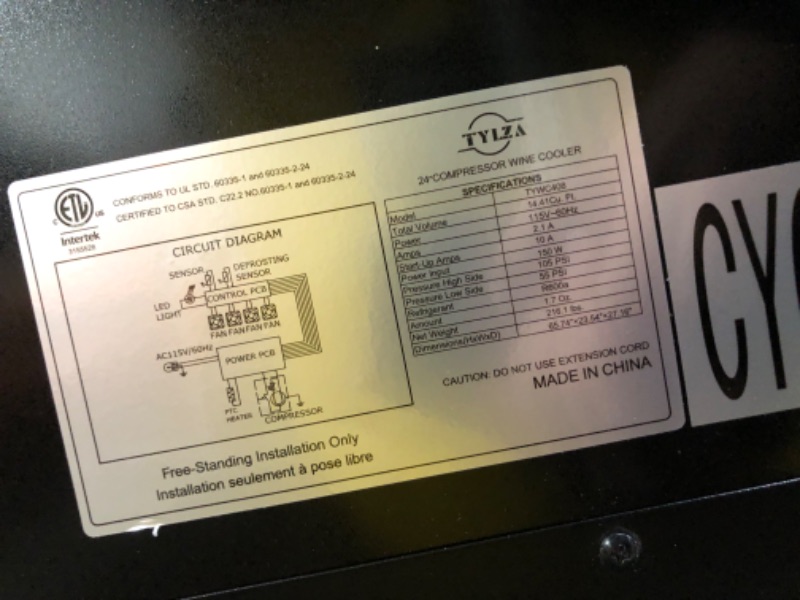 Photo 4 of Tylza 24 Inch Wine Fridge Dual Zone, 154 Bottle Wine Cooler Refrigerator With Stainless Steel and Professional Compressor, Fast Cooling Low Noise and No Fog Built-in or Freestanding
