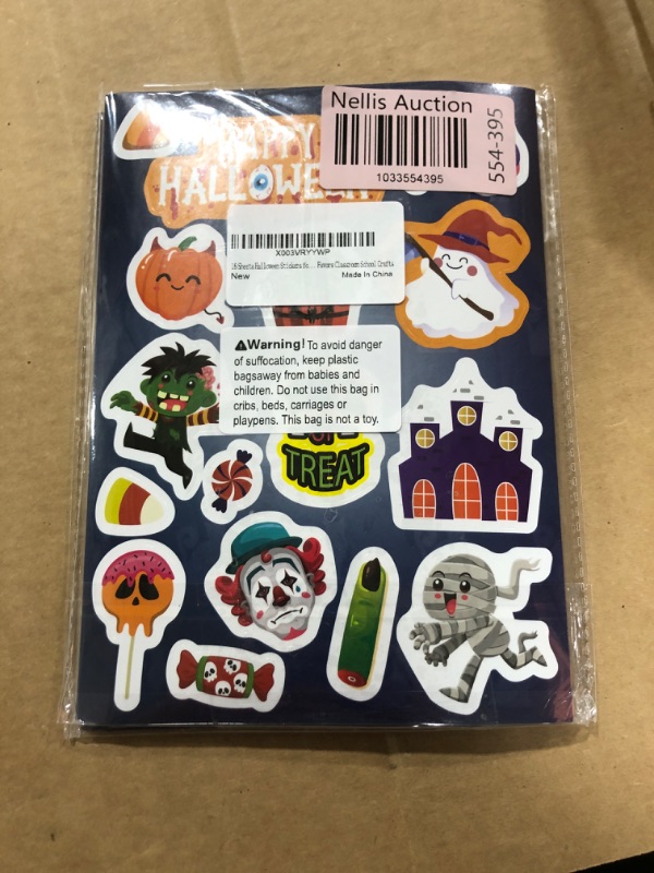 Photo 2 of 16 Sheets Halloween Stickers for Kids Halloween Theme Stickers Non-Repeating,Halloween Goodie Bag Fillers Halloween Party Favors Classroom School Crafts Pack of 2 