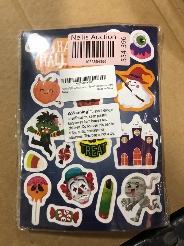 Photo 2 of 16 Sheets Halloween Stickers for Kids Halloween Theme Stickers Non-Repeating,Halloween Goodie Bag Fillers Halloween Party Favors Classroom School Crafts Pack of 2