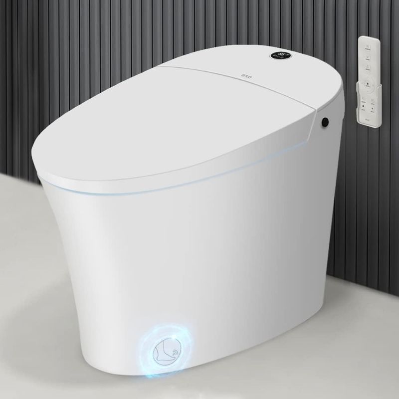 Photo 1 of EPLO Smart Toilet,One Piece Bidet Toilet for Bathrooms,Modern Elongated Toilet with Warm Water,Dual Auto Flush,Foot Sensor Operation,Heated Bidet Seat,Electric Tankless Toilets with LED Display E16
