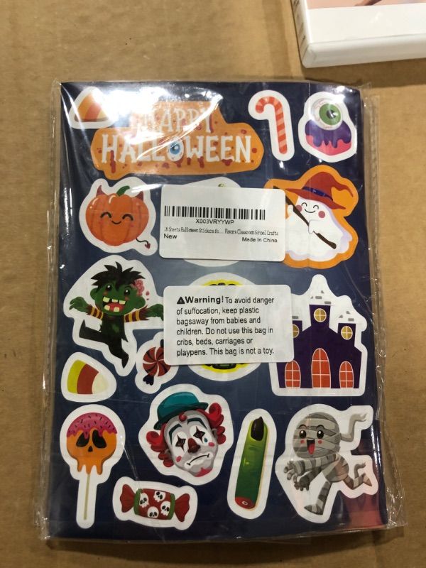 Photo 2 of 16 Sheets Halloween Stickers for Kids Halloween Theme Stickers Non-Repeating,Halloween Goodie Bag Fillers Halloween Party Favors Classroom School Crafts 2 Pack