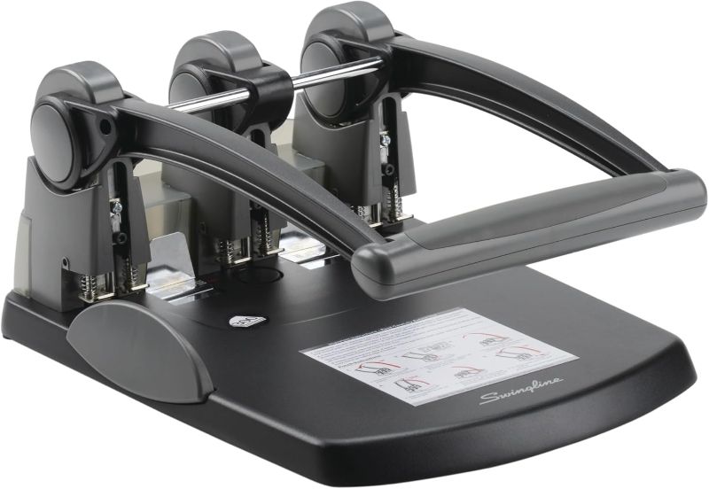 Photo 1 of Swingline 3 Hole Punch, Hole Puncher, Extra High Capacity, 300 Sheet Punch Capacity, Fixed Centers, Black (74194)
