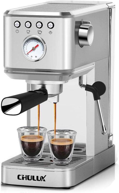 Photo 1 of CHULUX Slim Espresso Machine with Milk Frother Steam Wand, 20 Bar Professional Italian Pump Semi Automatic Espresso Coffee Machine for Home Cappuccino & Latte Maker
